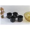 Image 2 : Onyx Octagonal Cups, Italian Wood Painted Vase and Amber Glass Bowl