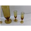 Image 4 : Amber Glass Decanter and Matching Stemmed Glasses