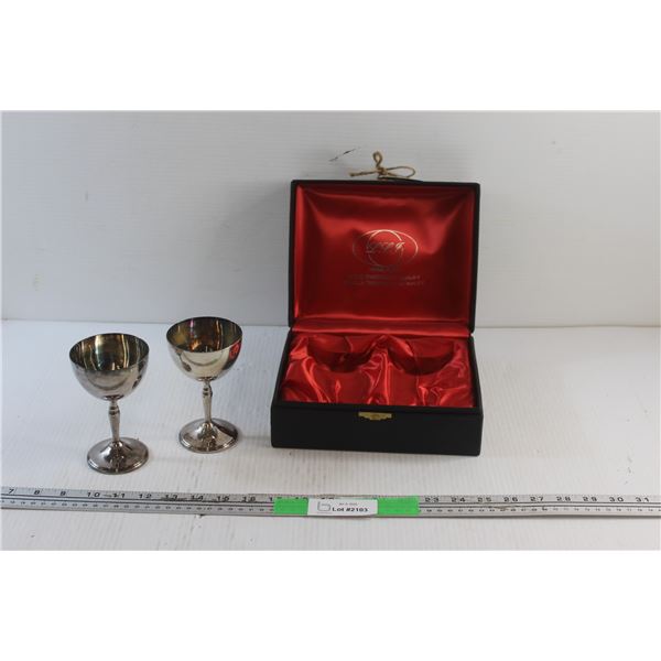 (2) Viking Plate Silver Goblets