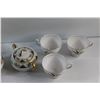 Image 6 : (6) Colclough Bone China Tea Cups and Noritake Gold Accented Floral Cream & Sugar Set
