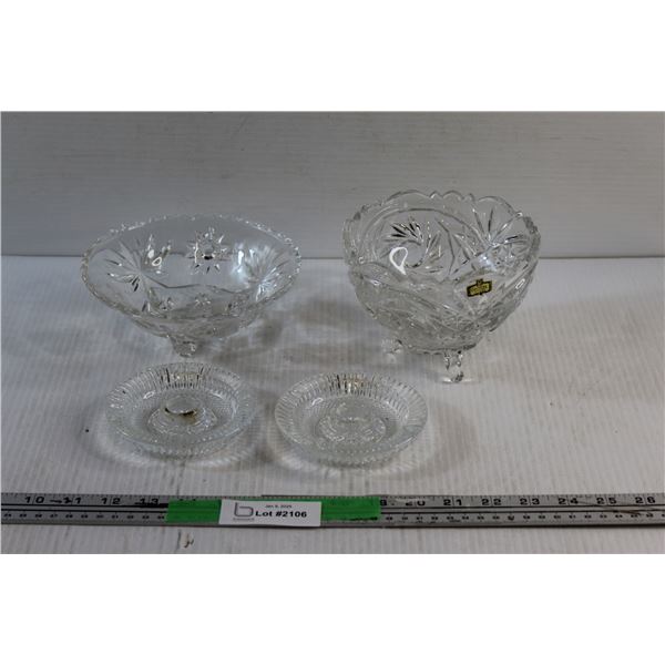 Yugoslavian Crystal Bowls and Candle Holders