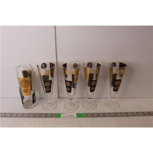 (5) Piece Gold Coin Cocktail Set