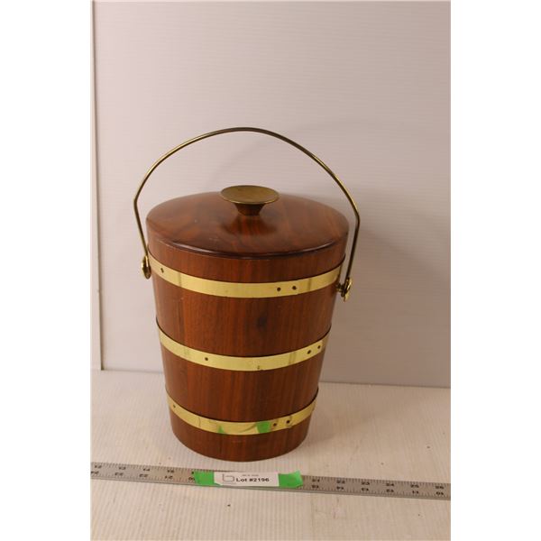 Walnut & Brass Ice Bucket Has Chip