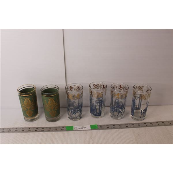 (6) Medieval Themed Glass Tumblers