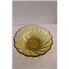 Image 2 : Amber Glass Ruffled Pressed Glass Fruit Embossed Serving Bowl and Amber Glass Colonial Swirl Chip Bo