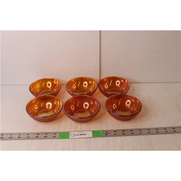 (6) Orange Glass Berry Bowls