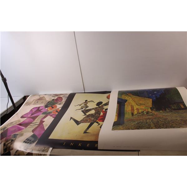 (8) Painting Prints & Holders- Pablo Picasso, Vincent Van Gogh, Misc.