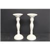 Image 2 : (2) Iridescent Pillar Candle Pedestals 12" Tall