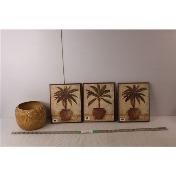 (3) Palm Prints 8" x 10", Wood Planter