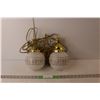Image 1 : Fog Glass & Gold Colored Fixed Double Swag Lamp