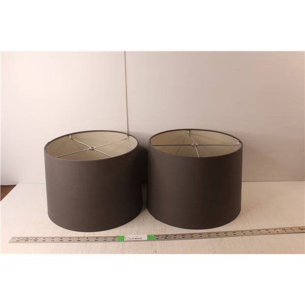 (2) Grey Cylinder Lamp Shades 9" Tall