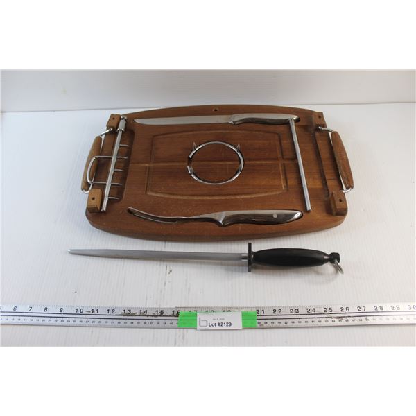 Pull Pork Meat Cutting Board and Knife Sharpening Rod