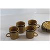 Image 2 : Burnt Mustard Montezuma Japan Tea Cups and Saucers Set and Plastic Container
