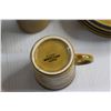 Image 5 : Burnt Mustard Montezuma Japan Tea Cups and Saucers Set and Plastic Container