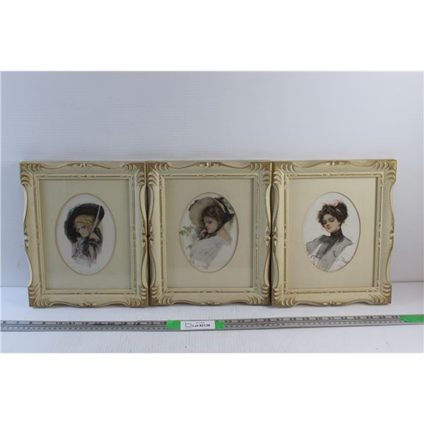 (3) Harrison Fisher Art Prints 12'' x 9 1/2''