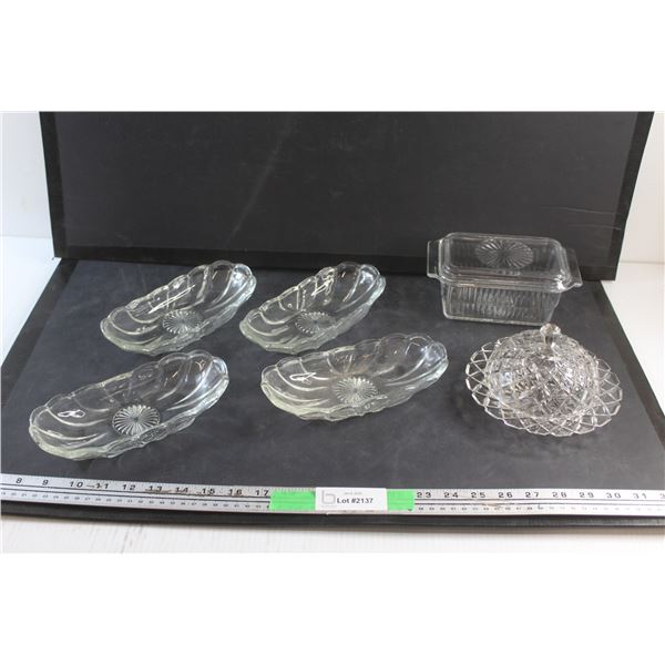 Glass Candy and Butter Dishes with Lids