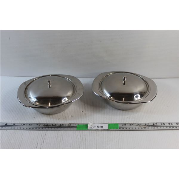 (2) Metal Covered Dishes