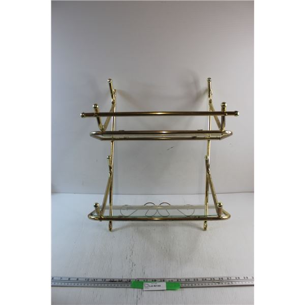 Brass Hanging Bathroom Rack with Glass Shelves
