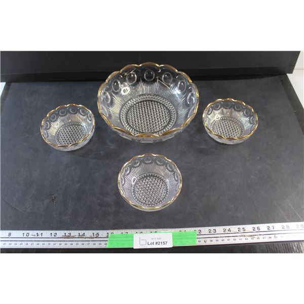 (4) Brass Rimmed Berry Bowl Set