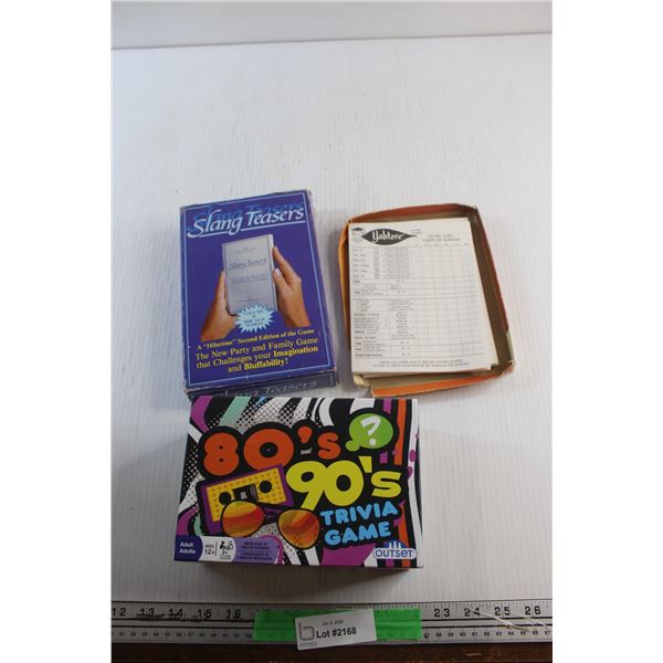 Slang Teasers, Yahtzee and 80's 90s' Trivia Games