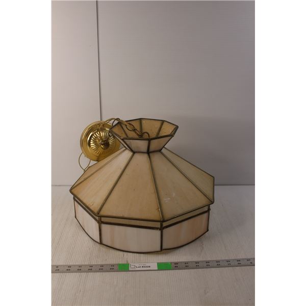 Vintage Glass Hanging Lamp- As Is, Approx. 12" Tall x 16" Wide