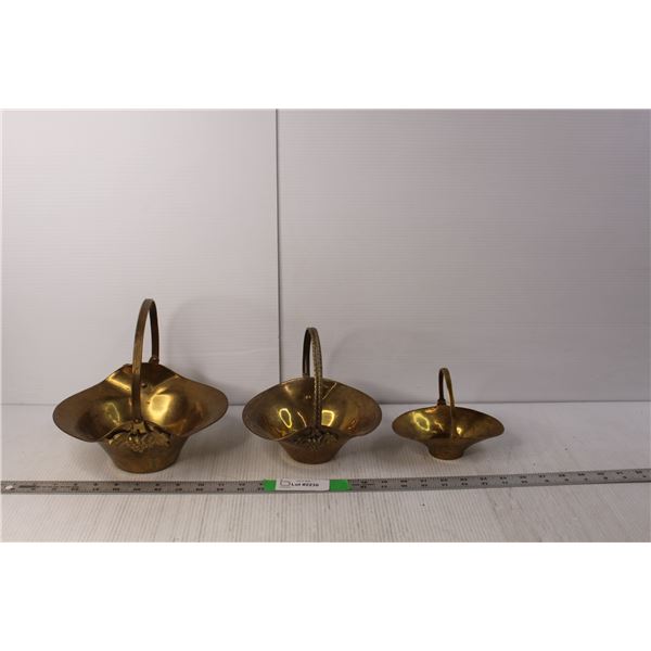 (3) Brass Baskets