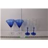 Image 1 : (4) Cobalt Blue Stemware Glasses - Champagne Flutes and Martini Glasses