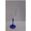 Image 2 : (4) Cobalt Blue Stemware Glasses - Champagne Flutes and Martini Glasses