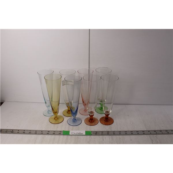 (8) Vintage Colored Parfait Style Glasses