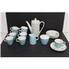 Image 1 : Mikasa Cera-Stone Tea Set Blue - Tea Pot, Cream and Sugar, (9) Cups and (6) Saucers
