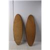Image 2 : (2) Wooden Oval Fisherman/woman Wall Art Pieces- As Is-22" Tall x 6.75" Wide