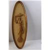 Image 3 : (2) Wooden Oval Fisherman/woman Wall Art Pieces- As Is-22" Tall x 6.75" Wide