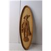 Image 4 : (2) Wooden Oval Fisherman/woman Wall Art Pieces- As Is-22" Tall x 6.75" Wide