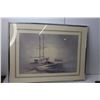Image 3 : (2) Paintings- Sail Boat & Victorian Town, Up to 24" Long x 18" Wide