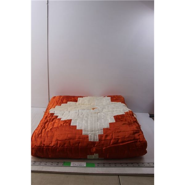 Orange & White Quilt- As Is 77" Long x 60" Wide