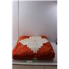 Image 1 : Orange & White Quilt- As Is 77" Long x 60" Wide