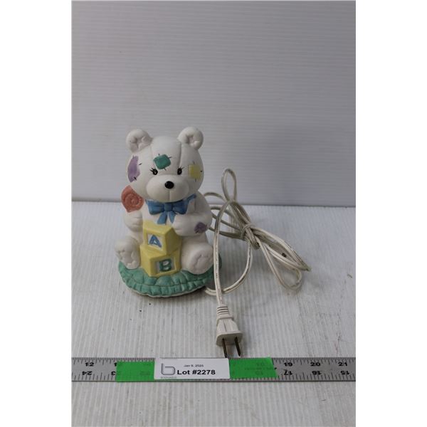 Ceramic Teddy Bear Lamp 6.5" Tall, Working
