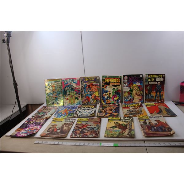 (16) Classics Illustrated & Comic Books-  Robin Hood, Fantastic Four, Misc.