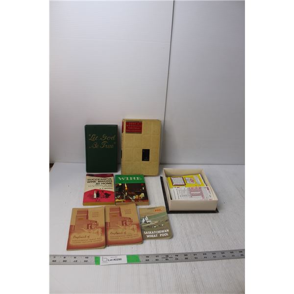 Vintage Books- Wine Making, Saskatchewan Wheat Pool Notepads, Misc.
