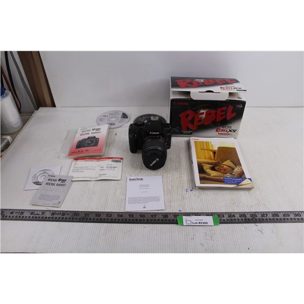 Canon Eos Rebel XS Camera EF S18-55 IS With Original Manuals & CD's - No Battery