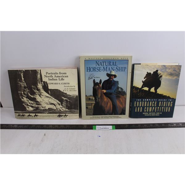 (3) Western Themed Books (Portraits From North American Indian Life, Natural Horsemanship, Endurance