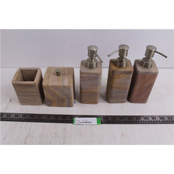 Earthenware Bathroom Amenities (Soap Dispensers, Tooth Brush Holder, Container)