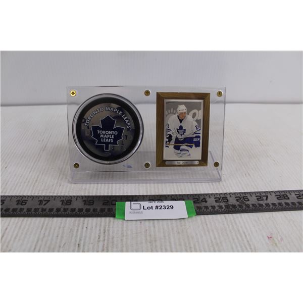 Tie Domi 2004 Upper Deck Hockey Card, Toronto Maple Leafs Puck, Clear Plastic Holder