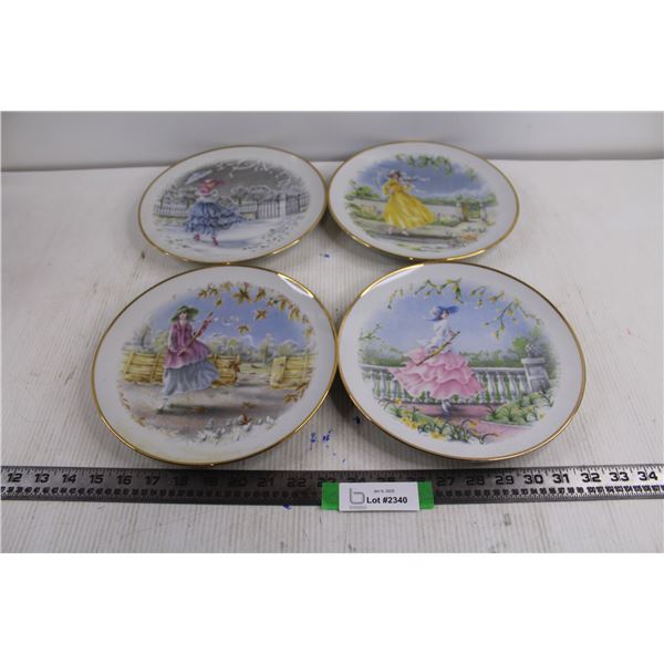 Set of 4 Decorative Plates "Lady Themed" 9.25" Dia