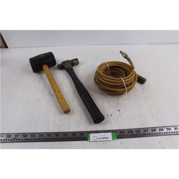 Rubber Mallet, Ball Peen Hammer, Compressor Hose - Unknown Length