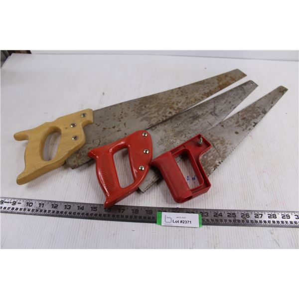 (3) Hand Saws - Blade Lengths 22", 18", 16"