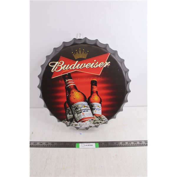 Budweiser Bottle Cap Metal Wall Art - 16" Dia