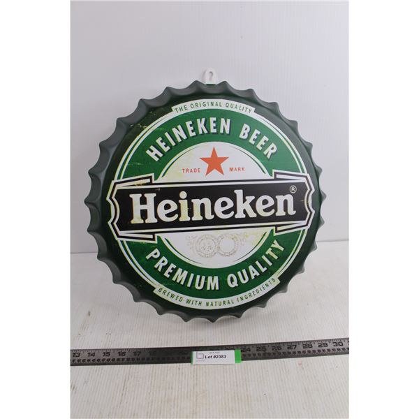 Heineken Bottle Cap Metal Wall Art - 16" Dia
