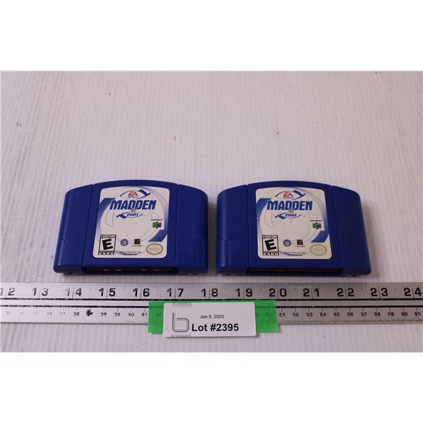 (2) Nintendo 64 Video Games: Madden 2001 - As Is