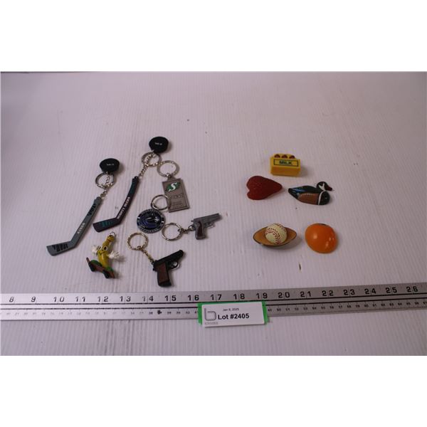 (7) Keychains & (5) Fridge Magnets - Assorted